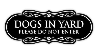 Signs ByLITA Designer Dogs in Yard Please Do Not Enter Wall or Door Sign - Laser-Engraved Lettering   Durable ABS Plastic   Double-Sided Foam Adhesive Tape (Black) - Medium