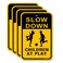 Slow Down Children at Play Signs, 18" x 12" Reflective Road Safety Sign for Neighborhood Driveway or Yard, 40Mil Rust Free Aluminum Weather Resistant Waterproof 4PCS