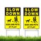 DSKKWS Slow Down Kids and Pets at Play Sign, 12" x 9" Yard Sign with Metal H Stake, Children Playing Sign Street Cation Yard Sign, Lawn Sign Double Side，Easy to Mount, Corrugated Plastic (2Pack)