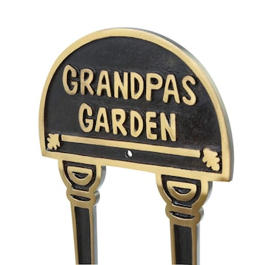 Renovators Supply Manufacturing Grandpas Garden Sign 11 1/16 in. L X 4 3/8 in. W Solid Brass Grandpas Garden Sign with Lacquered Finish with Mounting Hardware