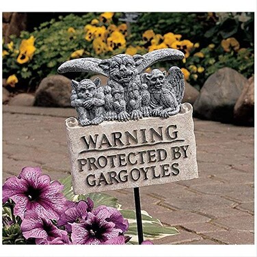 Design Toscano NG299100 Beware of Gargoyles Garden Sign Plaque with Stake, Single