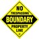 No Trespassing, Boundary Marker, Small, Diamond, Aluminum, Yellow, 10 Pack