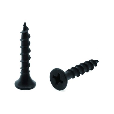 #6 x 1" Wood Screw 100PCS Black Phosphate Coated Stainless Flat Truss Head Fast Self Tapping Drywall Screws by SG TZH