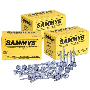 Everflow Sammys 8010957-75 GST 30 3/8 Inch Screw Vertical Threaded Rod Anchor Designed for Wood, Easy to Use, No Pre-Drilling Required, Steel with Zinc Finish, 1/4 x 3 Inch Screw Length - (Pack of 75)