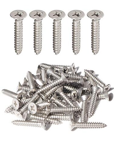 IMScrews 100pcs #8 x 1" (25mm) Stainless Flat Head Phillips Wood Screws 18-8 (304) Stainless Steel Countersunk Self Tapping Screws