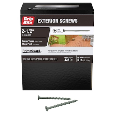 Grip-Rite PTN212S5 PG10 Polymer Coated #8 x 2-1/2" Coarse Thread Deck Screw, Gray, 5lb Box