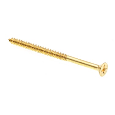 Prime-Line 9035928 Wood Screw, Flat Head Phillips, #10 X 3 in, Solid Brass, Pack of 25