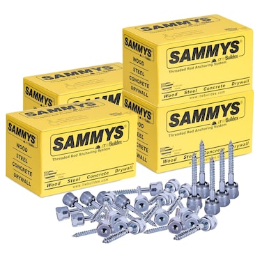 Everflow Sammys 8010957-100 GST 30 3/8 Inch Screw Vertical Threaded Rod Anchor Designed for Wood, Easy Use, No Pre-Drilling Required, Steel with Zinc Finish, 1/4 x 3 Inch Screw Length - (Pack of 100)