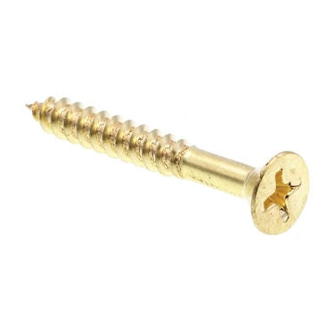 Prime-Line 9035698 Wood Screw, Flat Head Phillips, #10 X 1-1/2 in, Solid Brass, Pack of 25