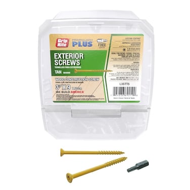 Grip-Rite L3STT5 PrimeGuard Plus #9 x 3 Wood to Wood Deck Screw, Tan, 5lb Box..