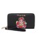 Frida Kahlo Cartoon Zip Around Wallet with Wristlet (Black/Black)