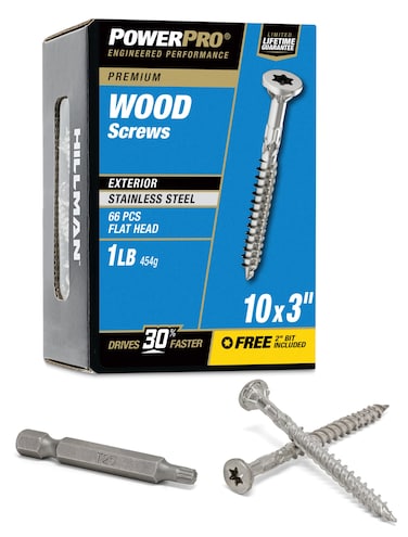 Power Pro Premium 305 Stainless Steel Wood Screws (#10 x 3") - 1lb Box