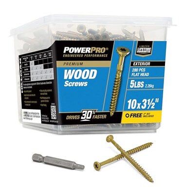 Power Pro Premium Exterior Wood Screws (#10 x 3-1/2") - 5lb Box
