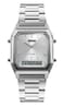 Gosasa Women's Digital Sports Watch Outdoor Stainless Steel Band Electronic Waterproof Square LED Women's Wristwatch (Silver)