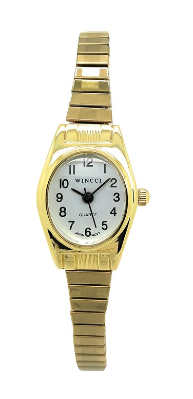 Ladies Classic Small Oval Stretch Elastic Band Fashion Watch Wincci (Gold)