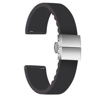 ULLCHRO Silicone Watch Strap Replacement Rubber Watch Band Waterproof - 14mm, 16mm, 18mm, 20mm, 22mm, 24mm Watch Bracelet with Stainless Steel Deployment Buckle (24mm, Black)