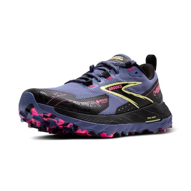 Brooks Women&rsquo;s Cascadia 18 GTX Waterproof Mountain Trail Running Shoe - Grey Blue/Black/Pink - 9.5 Medium
