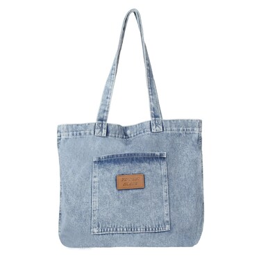 Large Denim Purses for Women Denim Shoulder Bag Lightweight Tote Handbags Perfect for Work Shopping,Hobo Bag (Light Blue)
