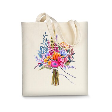 AUSVKAI Canvas Tote Bag Aesthetic for Women, Cute Red&amp;Purple Wild Flower Reusable Cloth Cotton Bags for Shopping Beach Trendy Gifts