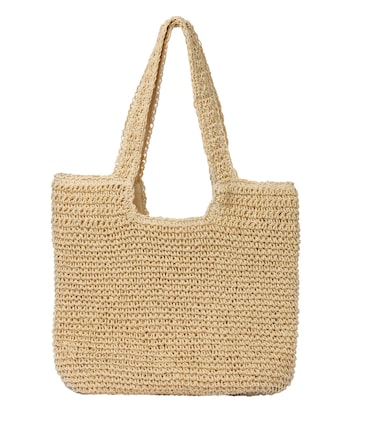 GOLDTIMO Beach Bags for Women - Summer Soft Large Woven Shoulder Purse Handbag, Beach Tote Straw Bag for Summer Vacation, Beige