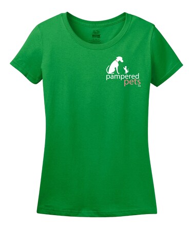 Pampered Pets Women's 5 oz "Look Pretty - Play Dirty" HD T-Shirt, Kelly, Small