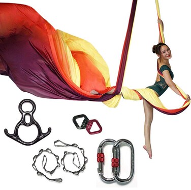 KIKIGOAL 10M Aerial Yoga Silk Equipment Yoga Pilates Swing Aerial Yoga Antigravity Hammock Trapeze for Yoga Strap Bodybuilding (Gradual C)
