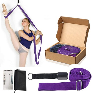 KimDaro Leg Stretcher, Door Flexibility &amp; Stretching Leg Strap - Great for Ballet Cheer Dance Gymnastics or Any Sport Leg Stretcher Door Flexibility Trainer Premium Stretching Equipment (Dark Purple)