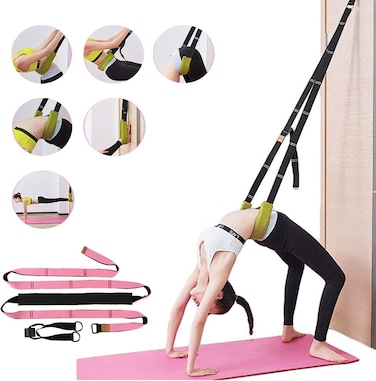 Leg Stretcher Strap, Door Flexibility &amp; Yoga Stretching Leg Stretcher Strap with Door Anchor, Suitable for Fitness, Dance, Yoga, Gymnas (Pink)