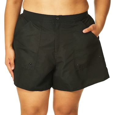 Maxine Of Hollywood womens Plus-size 3" Woven Swim Boardshorts Board Shorts, Black, 24 Plus