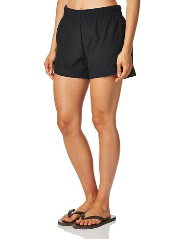 Kanu Surf Women's Stretch UPF 50+ Active Swim and Workout Boardshort, Lori Solid Black, Medium