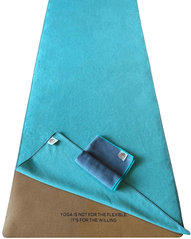 Large Yoga Mat Towel for Hot Yoga &ndash; Non Slip Large Microfiber Yoga Mat Towel &amp; Compact Gym Towel &ndash; Absorbent, Full-Length Workout Towel Perfect for Hot Yoga - Pack of 2 Towels