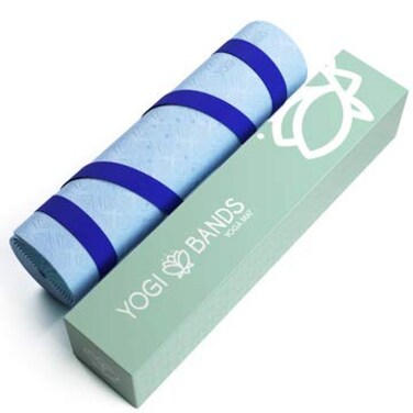 Yogi Bands Premium TPE Yoga Mat - Body Alignment Guide Lines and Non-Slip Grip - Perfect for Home Exercise and Gym Workout - Light, Portable, Compact - Travel-Friendly Shoulder Strap