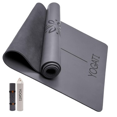 YOGATI Yoga Mat with Yoga Bag and Carry Strap. Non-Slip Rubber Yoga Mat for women and men with Alignment marks. Perfect hot yoga Mat for home workout. Ideal Exercise Mat for Gym, Pilates, and Fitness