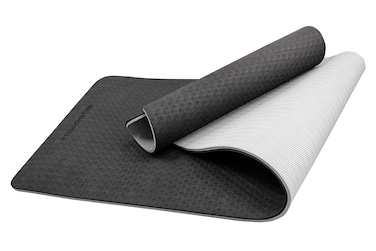 Bell &amp; Howell Extra Thick TPE Yoga Mat, 72&rdquo;L x 24&rdquo;W x &frac12; Inch Thickness, Slip Resistant Technology, High Density, Strap Included, Black/Gray