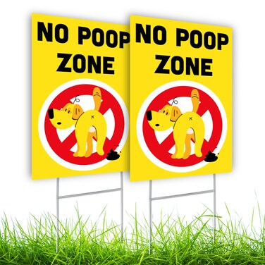 2 PC No Pooping Dog Signs for Yard - 8x12 Double Sided Coroplast No Dog Poop Signs for Yard - Keep Dogs Off Lawn Sign - No Dog Poop Signs for Lawn