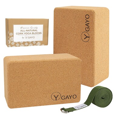 Gayo Yoga Cork Blocks - Made of Premium Eco-Friendly Cork Yoga Blocks for Enhanced Balance and Support in Yoga and Pilates Practice