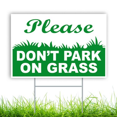 No Parking Sign with Stake - 8x12 DOUBLE SIDED Coroplast No Parking on Grass Sign - Do Not Park on Grass Sign - No Parking Signs with Stand for Yard
