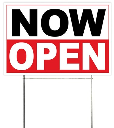 4Less Co 18x12 Inch NOW OPEN Yard Lawn Sign with Stake wrb1s