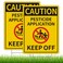 2 Pack Caution - Pesticide Application, Keep Off Yard Sign with Metal Stakes, 12.6 x 9.4 inches Corrugated Plastic Double Sided, Weatherproof, Easy to Mount