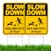 ANZEKE Slow Down Signs 2 Pack 16"x12" Slow Down Kids at Play Yard Sign, Double Sided Slow Down Kids and Pets at Play Yard Signs with Metal Stakes, Weatherproof