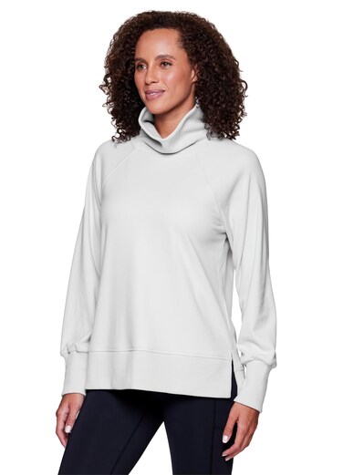 RBX Cowl Neck Sweater for Women, Lightweight Ultra Soft Plush Fleece Pullover Sweatshirt with Relaxed Fit for Hiking, Yoga, Fashion Outfits Light Grey M