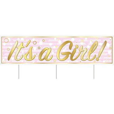 Jumbo It's A Girl Baby Shower Yard Sign With Stakes