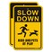 Slow Down Kids and Pets at Play Signs, 18" x 12" Children Playing Neighborhood Safety Sign for Street, Reflective Driveway Yard Sign, 40Mil Rust Free Aluminum Weather Resistant&hellip;