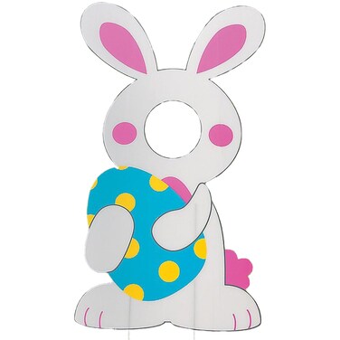 Easter Bunny Face Yard Stake - Easter Egg Hunt Party Decor