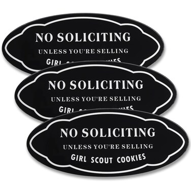 3Pcs 3X7 Acrylic Funny Small No Soliciting Signs Unless You are Selling Girl Scout Cookies Do Not Knock No Solicitor Front Door Yard Signs Weather Resistant-Perfect Size for House Door Business