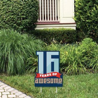 Big Dot of Happiness Boy 16th Birthday - Outdoor Lawn Sign - Sweet Sixteen Birthday Party Yard Sign - 1 Piece