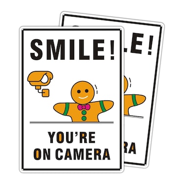 14x10 Inch Smile You're On Camera Signs for Video Surveillance - Rust-Free Aluminum, UV Printed, Waterproof &amp; Reflective - Perfect Outdoors for Home, Business, Yard, Driveway &amp; CCTV Security (2-Pack)