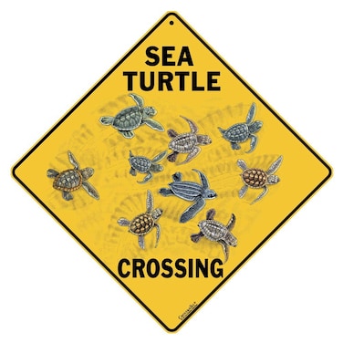 CROSSWALKS Sea Turtle Crossing 12" X 12" Aluminum Sign (X171-DC)