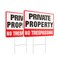MUXYH 2 Pack Private Property No Trespassing Signs with Metal Wire H-Stakes, 12'' X 9'' Corrugated Plastic Double Sided No Trespassing Sign Protect Your Home, Safety and Privacy Red