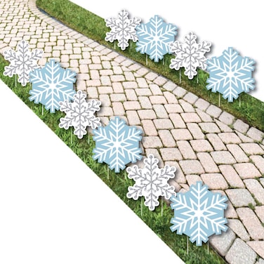 Big Dot of Happiness Winter Wonderland - Snowflake Lawn Decorations - Outdoor Snowflake Holiday Party and Winter Wedding Yard Decorations - 10 Piece